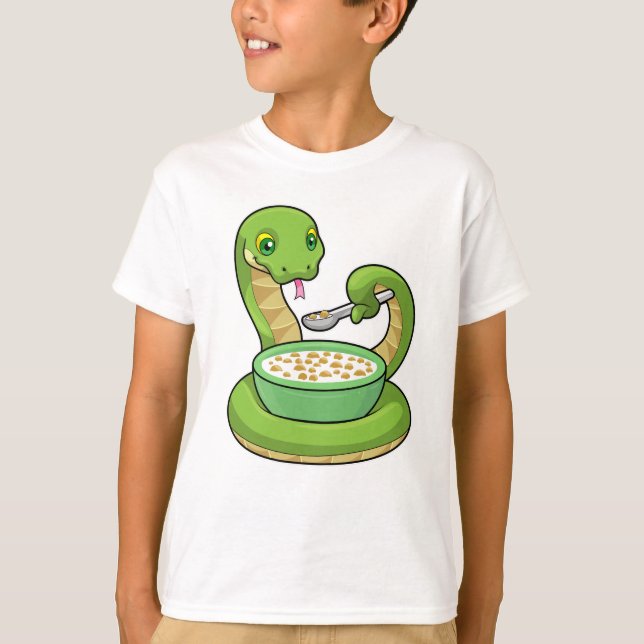 Snake at Eating with Muesli T-Shirt (Front)