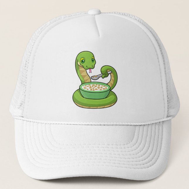 Snake at Eating with Muesli Trucker Hat (Front)