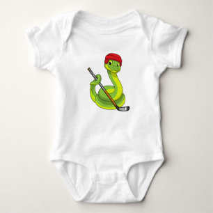 Snake at Ice hockey with Ice hockey stick Baby Bodysuit