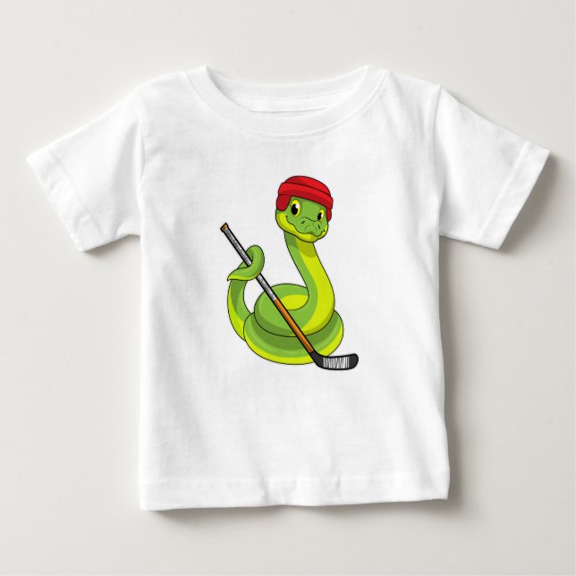 Snake at Ice hockey with Ice hockey stick Baby T-Shirt (Front)