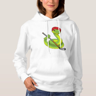 Snake at Ice hockey with Ice hockey stick Hoodie