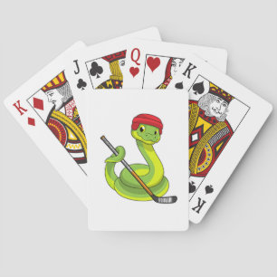 Snake at Ice hockey with Ice hockey stick Playing Cards