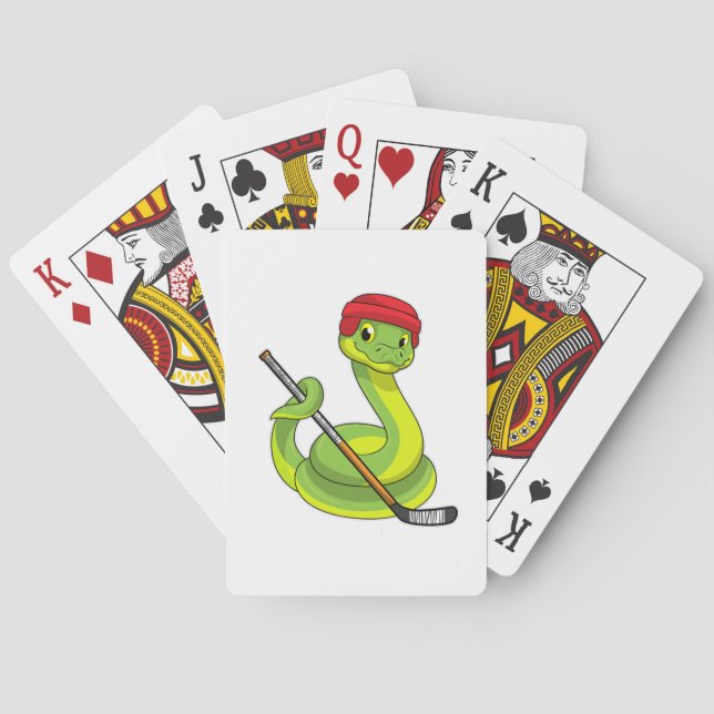 Snake at Ice hockey with Ice hockey stick Playing Cards (Back)