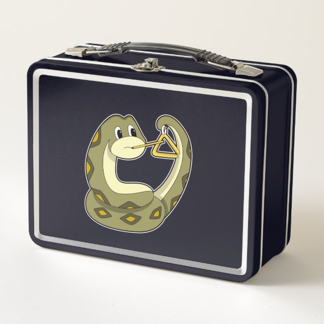 Snake at Music with Triangle.PNG Metal Lunch Box (Front)