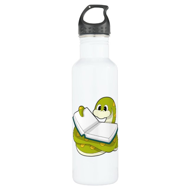 Snake at Reading with Book 710 Ml Water Bottle (Front)