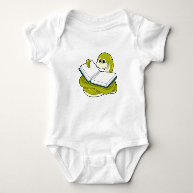 Snake at Reading with Book Baby Bodysuit (Front)