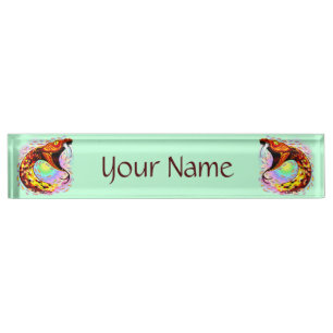 Snake Attack Psychedelic Surreal Art Nameplate