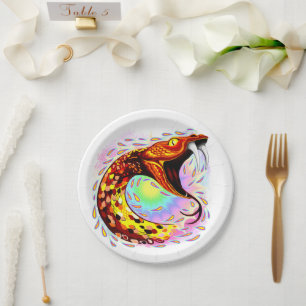 Snake Attack Psychedelic Surreal Art Paper Plate