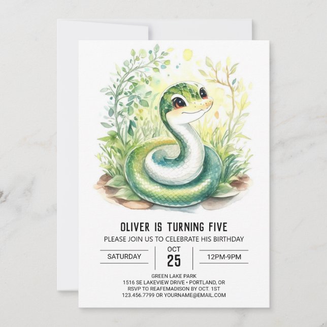Snake Birthday Invitation (Front)