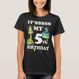 Snake Birthday Party Kids 5th It's My 5th Birthday T-Shirt