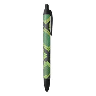 Snake Black and Green Print Black Ink Pen