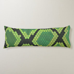 Snake Black and Green Print Body Cushion