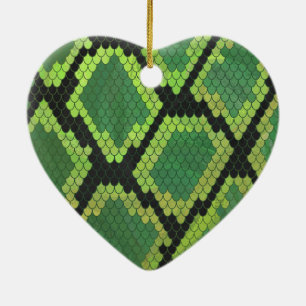 Snake Black and Green Print Ceramic Tree Decoration