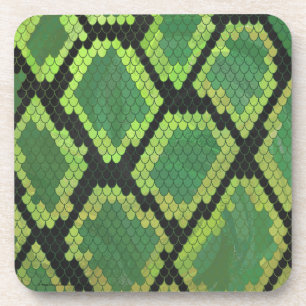 Snake Black and Green Print Coaster
