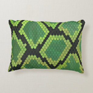 Snake Black and Green Print Decorative Cushion