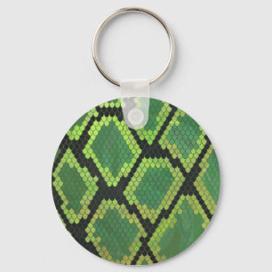 Snake Black and Green Print Key Ring