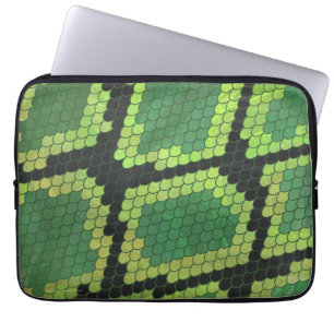 Snake Black and Green Print Laptop Sleeve