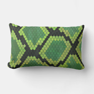 Snake Black and Green Print Lumbar Cushion