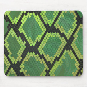 Snake Black and Green Print Mouse Pad