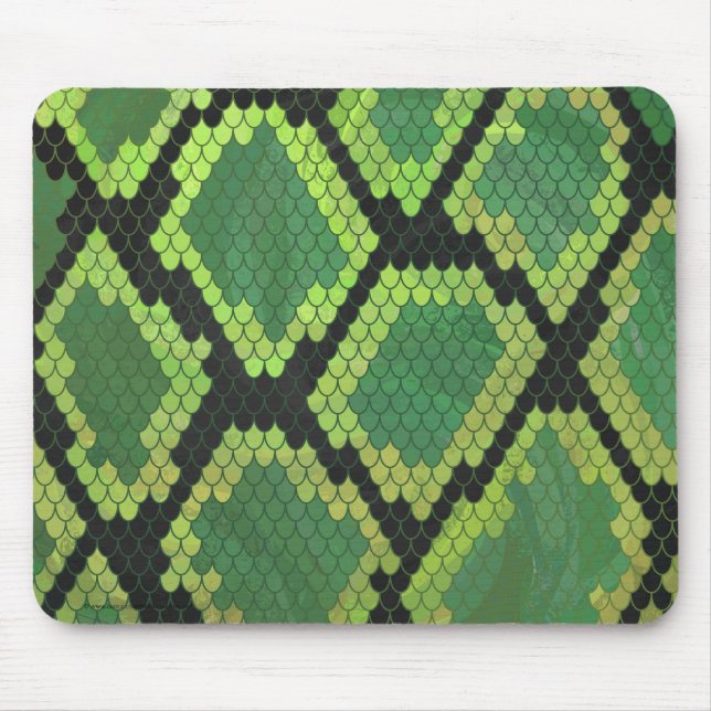 Snake Black and Green Print Mouse Pad (Front)