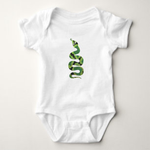 Snake Black and Green Print Silhouette Baby Bodysuit