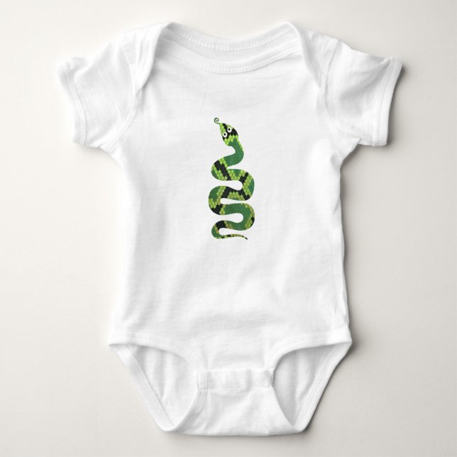 Snake Black and Green Print Silhouette Baby Bodysuit (Front)