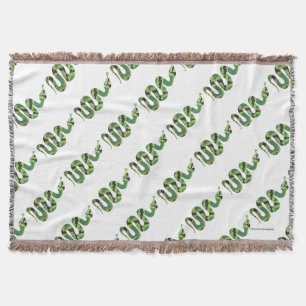 Snake Black and Green Print Silhouette Throw Blanket