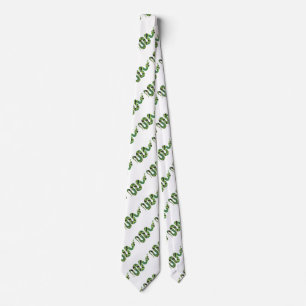 Snake Black and Green Print Silhouette Tie