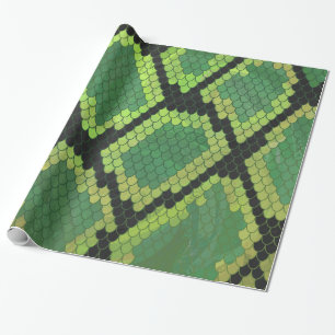 Snake Black and Green Print Wrapping Paper