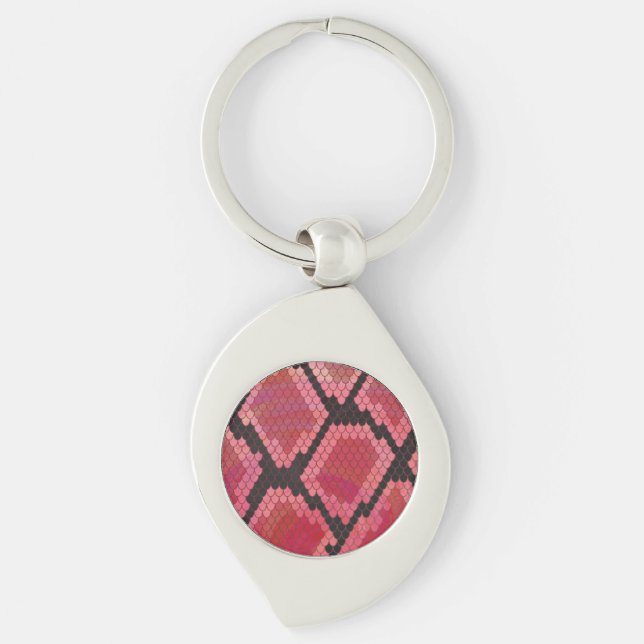 Snake Black and Red Print Key Ring (Front)