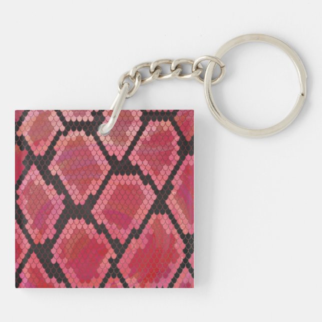Snake Black and Red Print Key Ring (Back)