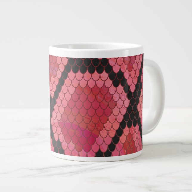 Snake Black and Red Print Large Coffee Mug (Front Right)
