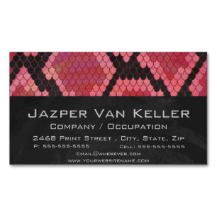 Snake Black and Red Print Magnetic Business Card