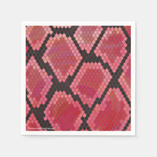 Snake Black and Red Print Napkin