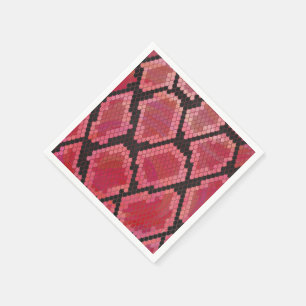 Snake Black and Red Print Napkin