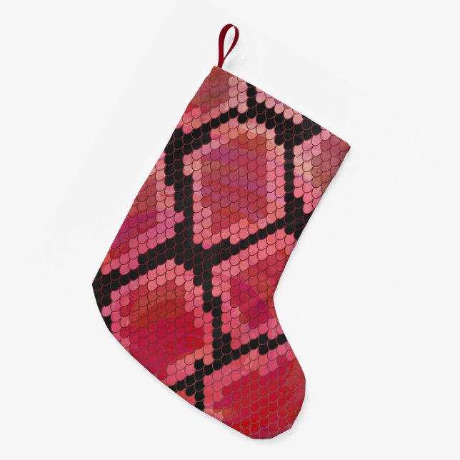 Snake Black and Red Print Small Christmas Stocking (Front (Hanging))