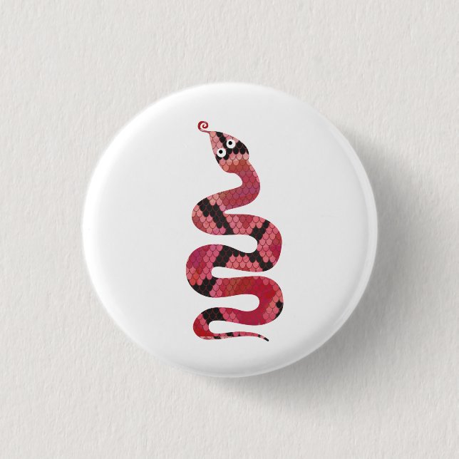 Snake Black and Red Silhouette 3 Cm Round Badge (Front)