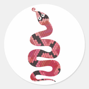 Snake Black and Red Silhouette Classic Round Sticker