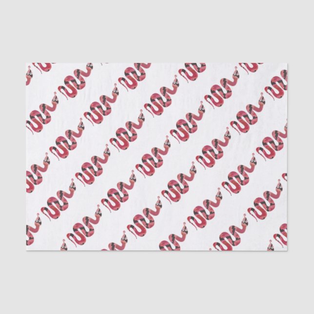 Snake Black and Red Silhouette Tissue Paper (Front)