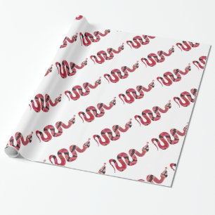 Snake Black and Red Silhouette Wrapping Paper