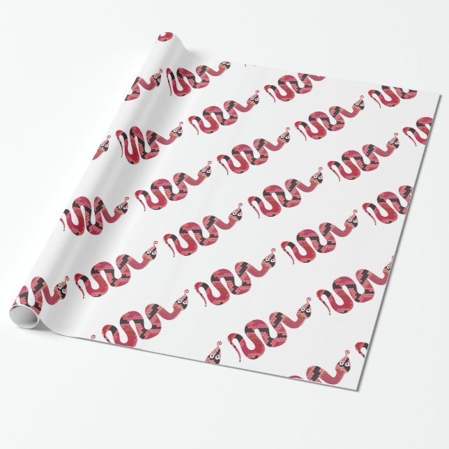 Snake Black and Red Silhouette Wrapping Paper (Unrolled)