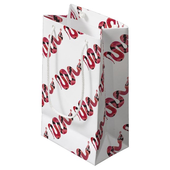 Snake Black and Red Silhouettes Small Gift Bag (Front Angled)