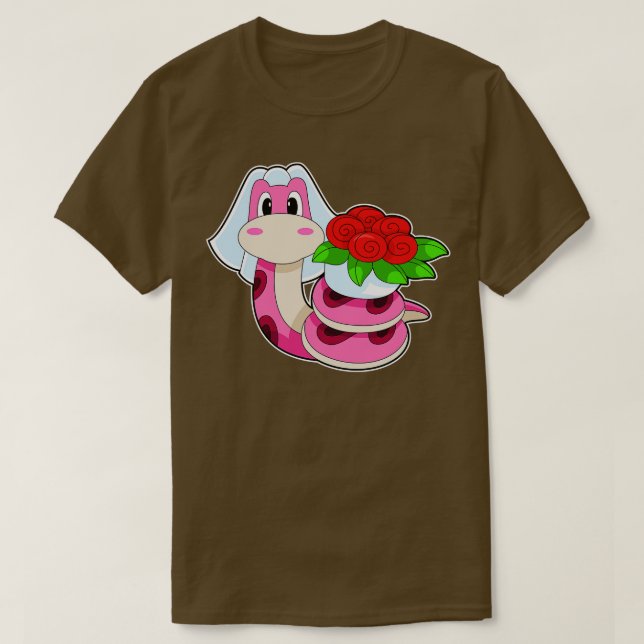 Snake Bride Flowers Wedding T-Shirt (Design Front)