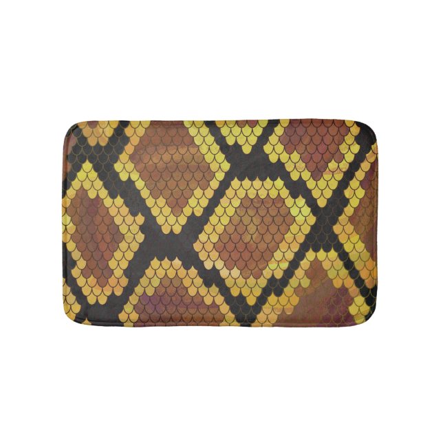 Snake Brown and Gold Print Bath Mat (Front)