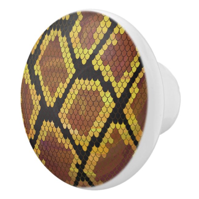 Snake Brown and Gold Print Ceramic Knob (Right)