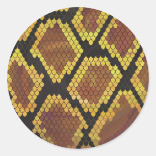 Snake Brown and Gold Print Classic Round Sticker