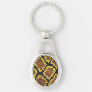 Snake Brown and Gold Print Key Ring