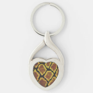 Snake Brown and Gold Print Key Ring