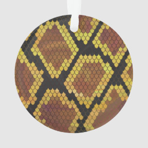 Snake Brown and Gold Print Ornament