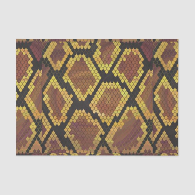 Snake Brown and Gold Print Tissue Paper (Front)